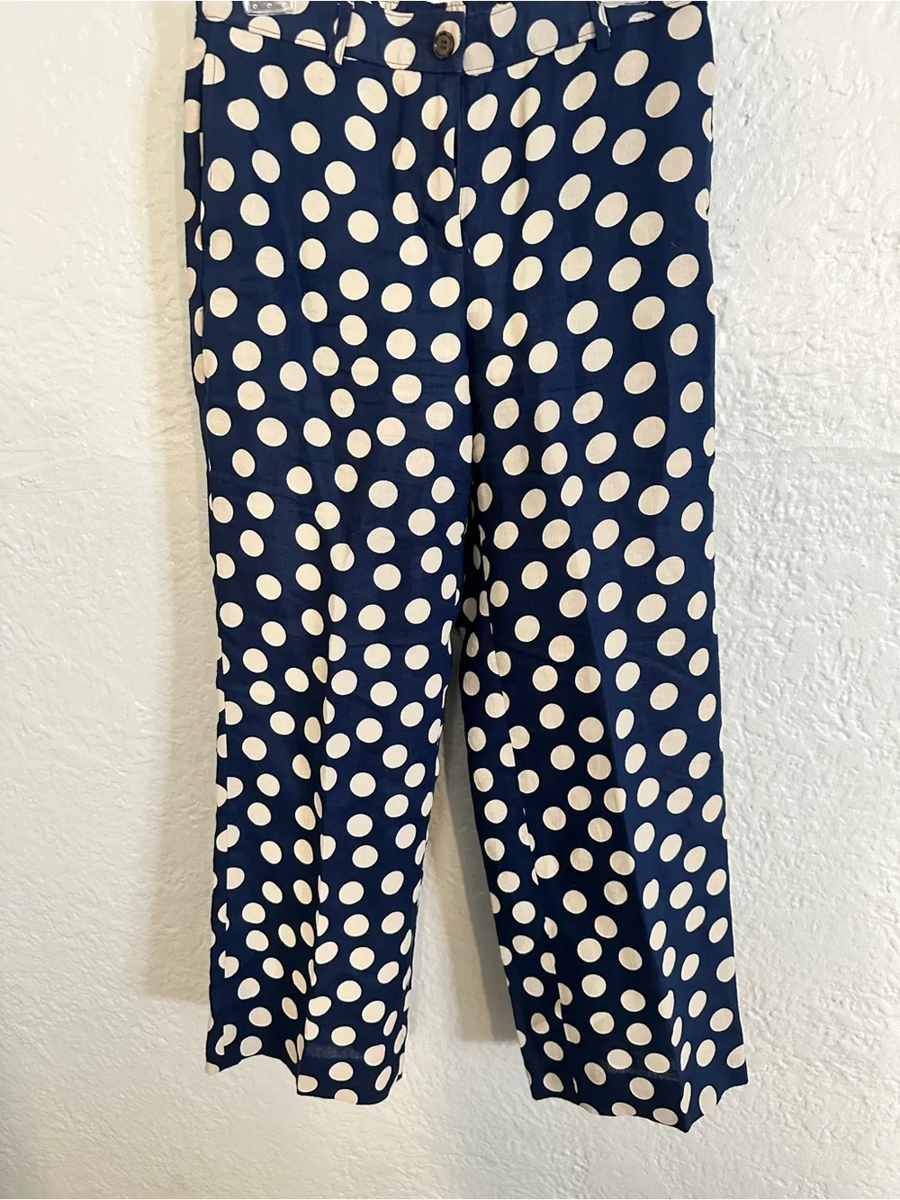 J. Crew Harbor Pant in Linen Polka Dot